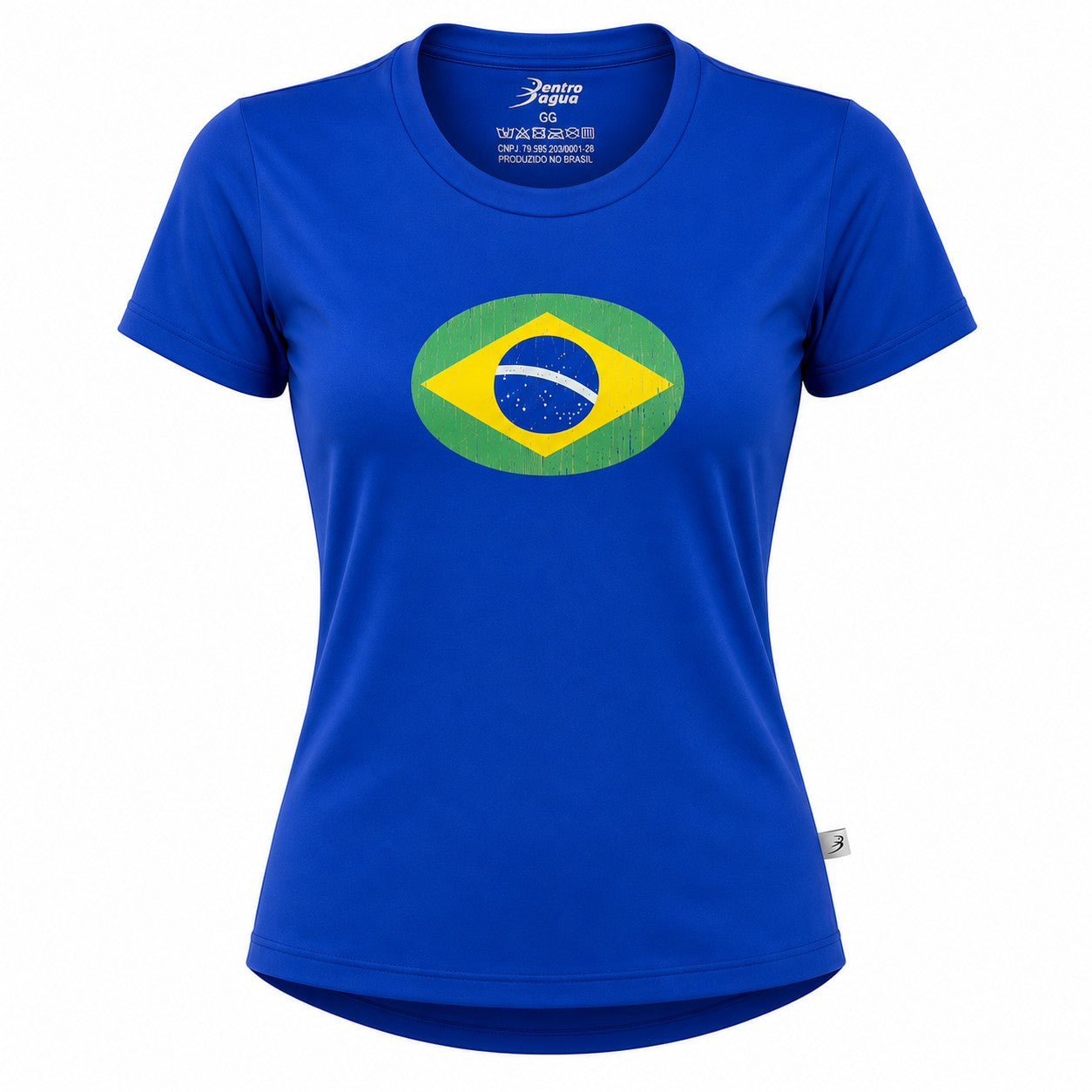 Camiseta Baby Look Manga Curta Básica Bandeira Brasil - OFERTA